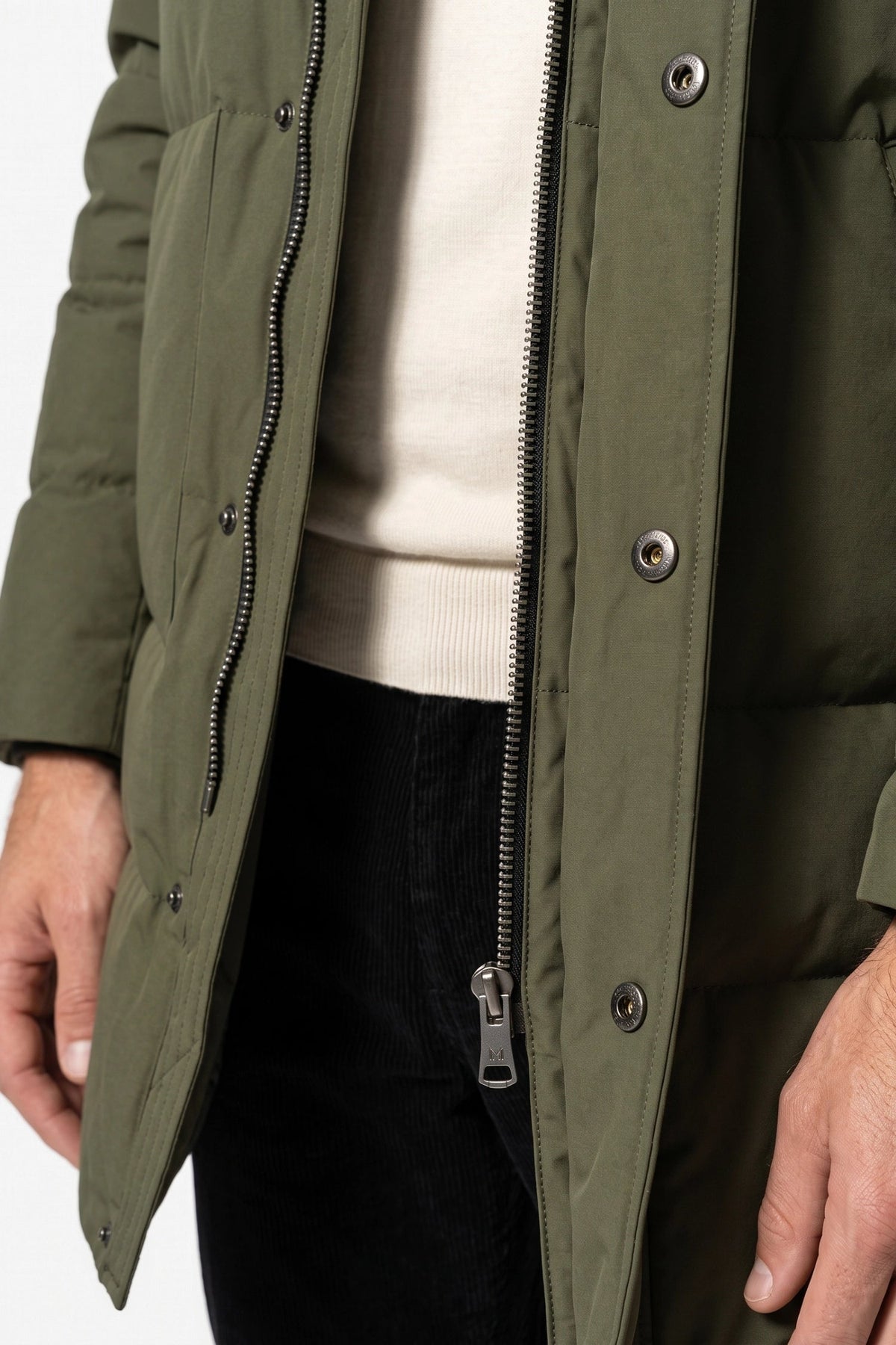 Men's High Neck Hooded Long Puffer Coat