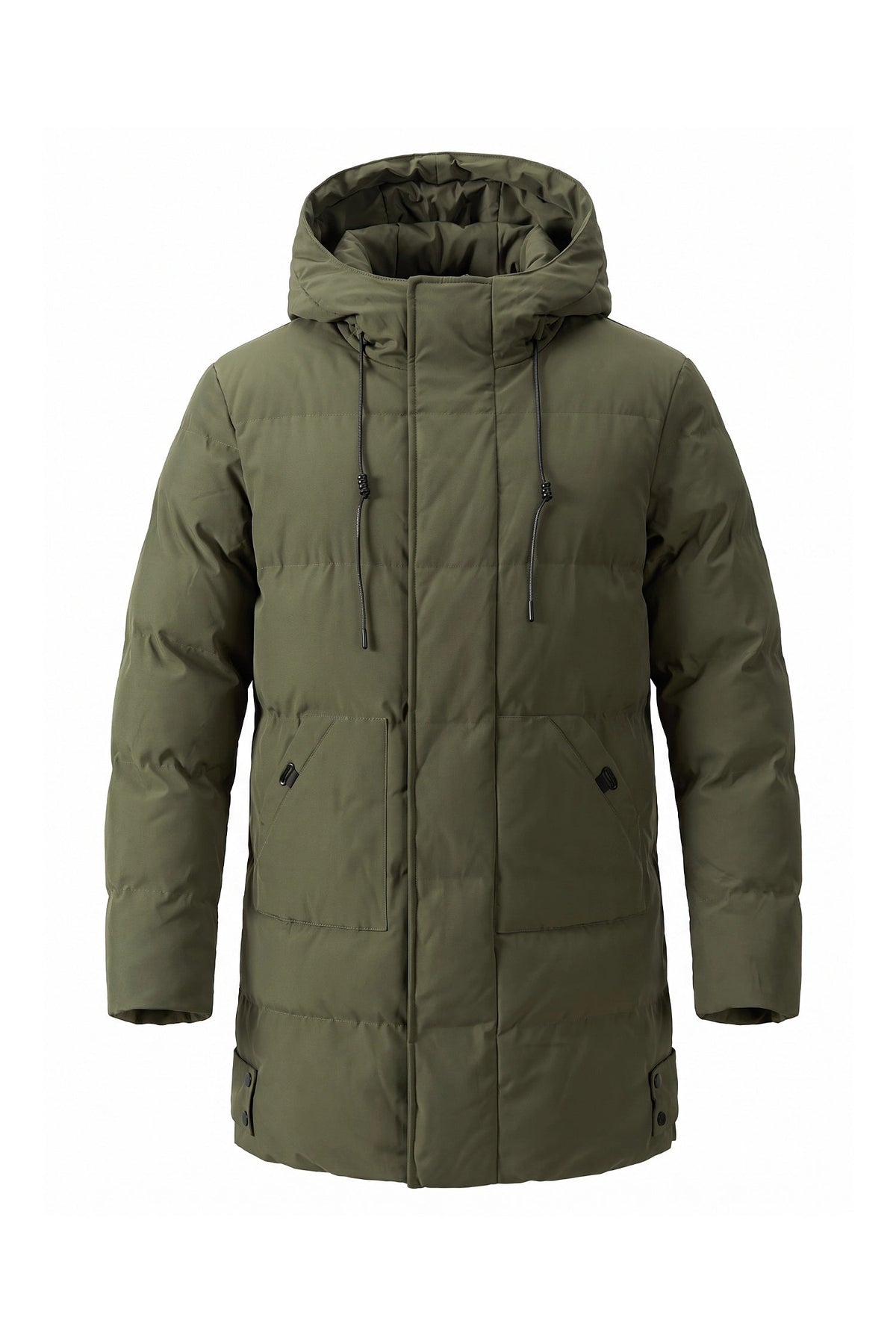 Men's High Neck Hooded Long Puffer Coat