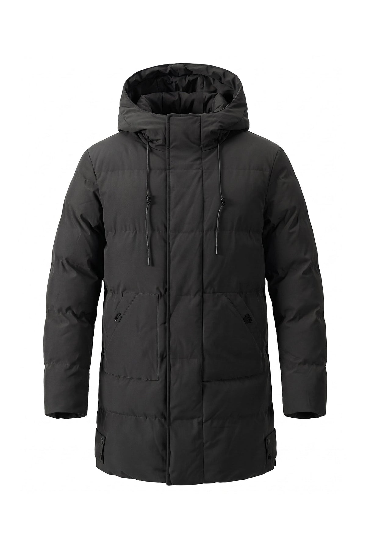 Men's High Neck Hooded Long Puffer Coat