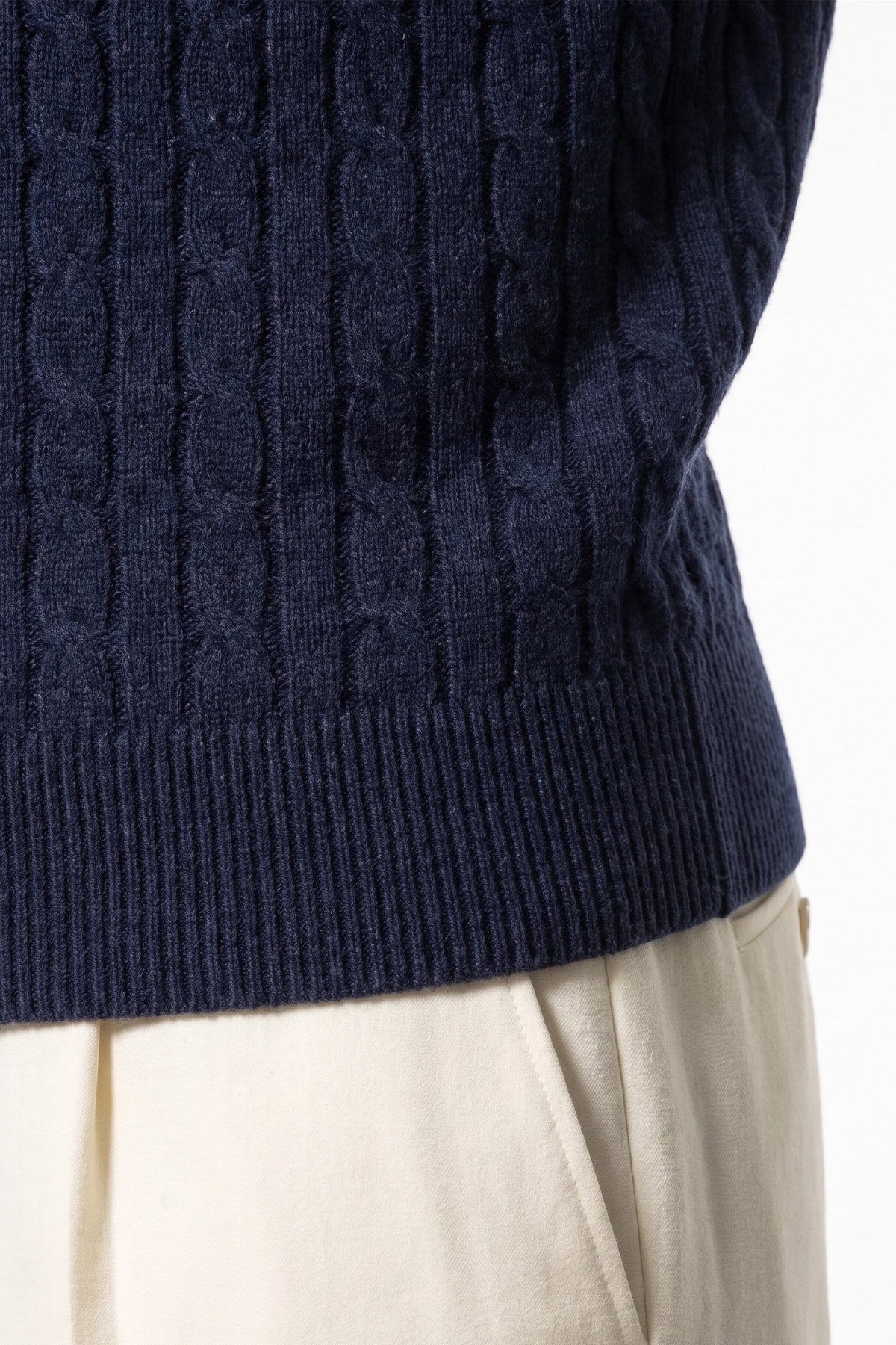 Men's High Neck Zip-Up Cable Knit Jumper