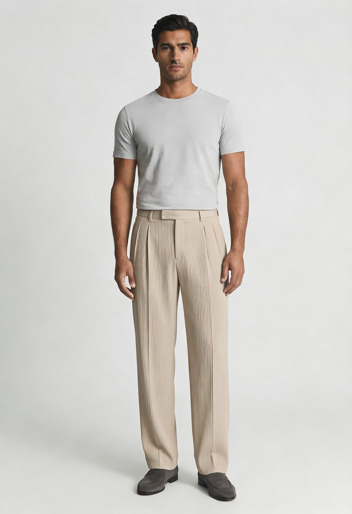 Men's High Waisted Pleated Trousers