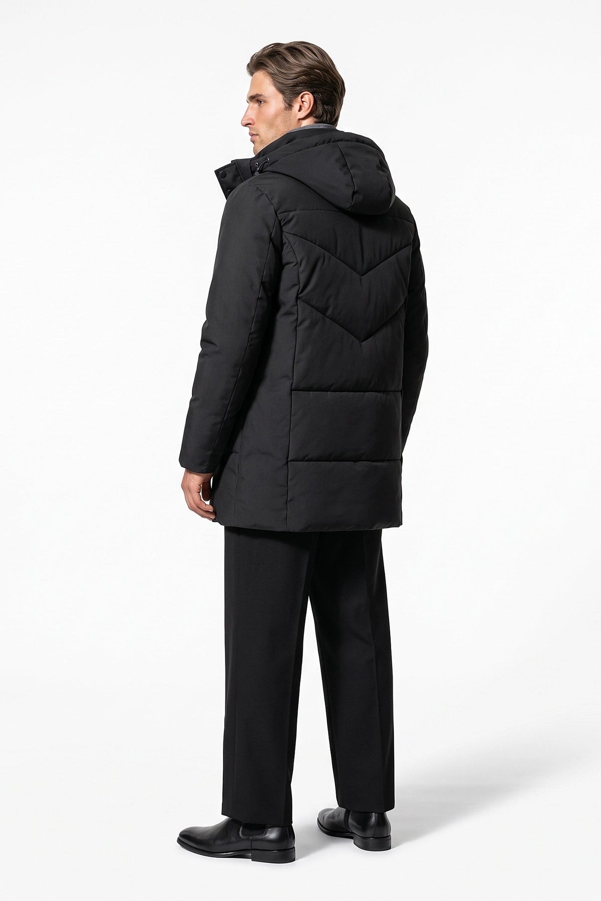 Men's Hooded Longline Puffer Coat