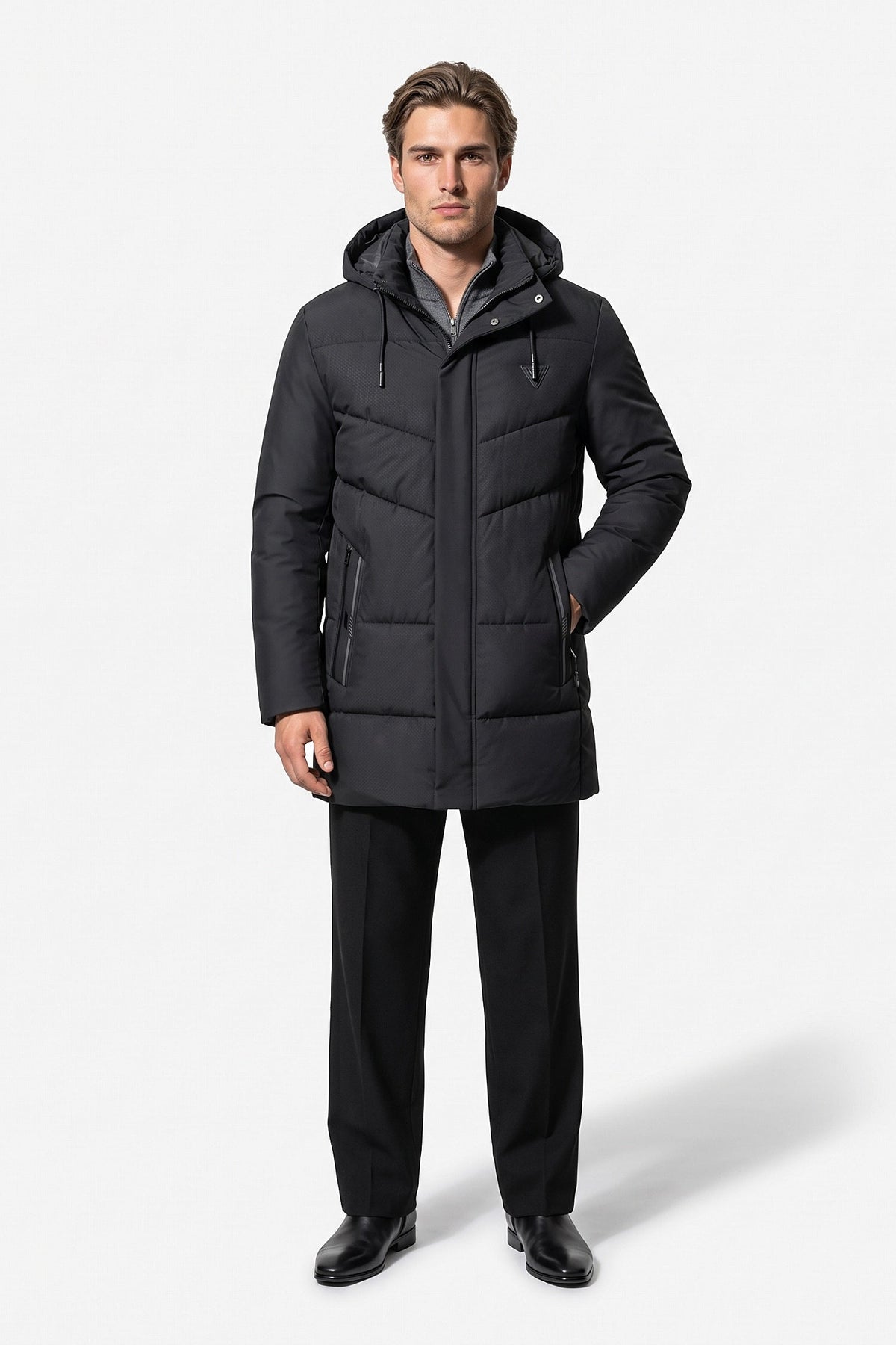 Men's Hooded Longline Puffer Coat