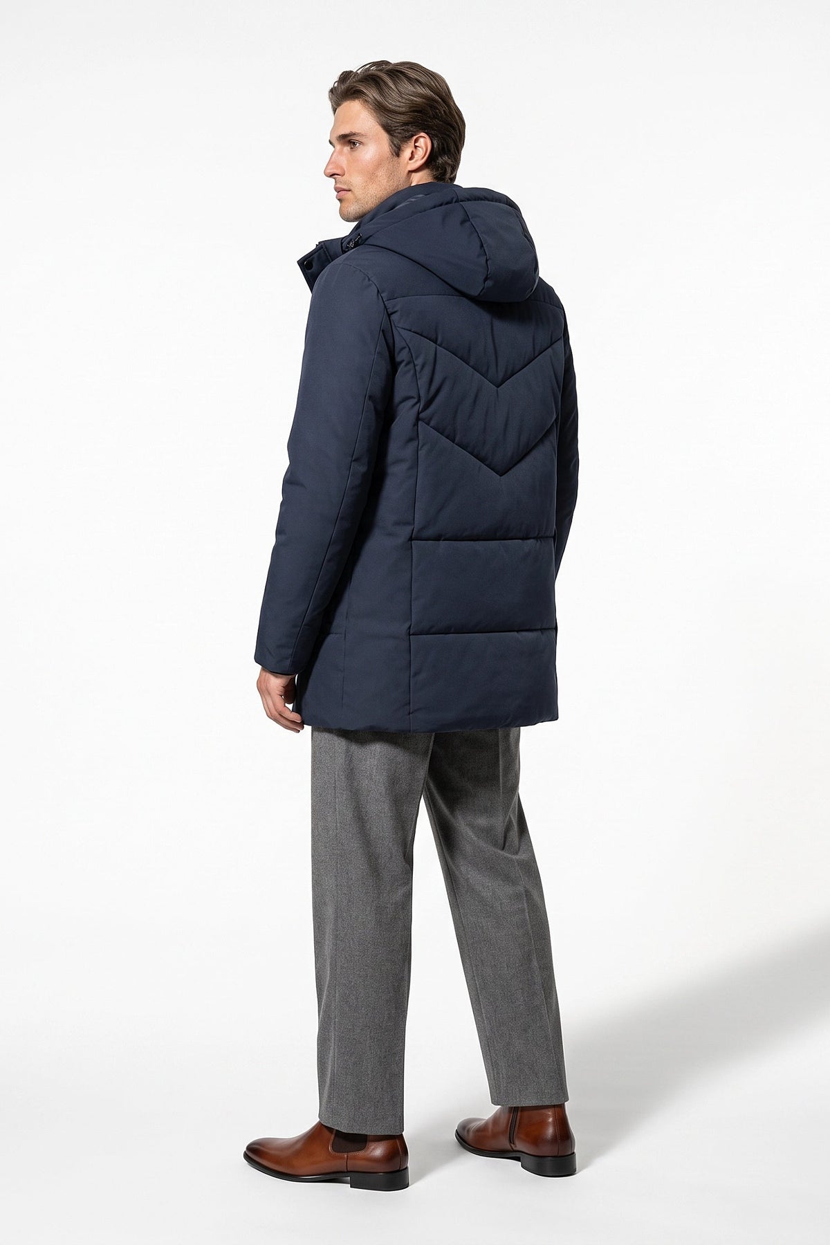 Men's Hooded Longline Puffer Coat