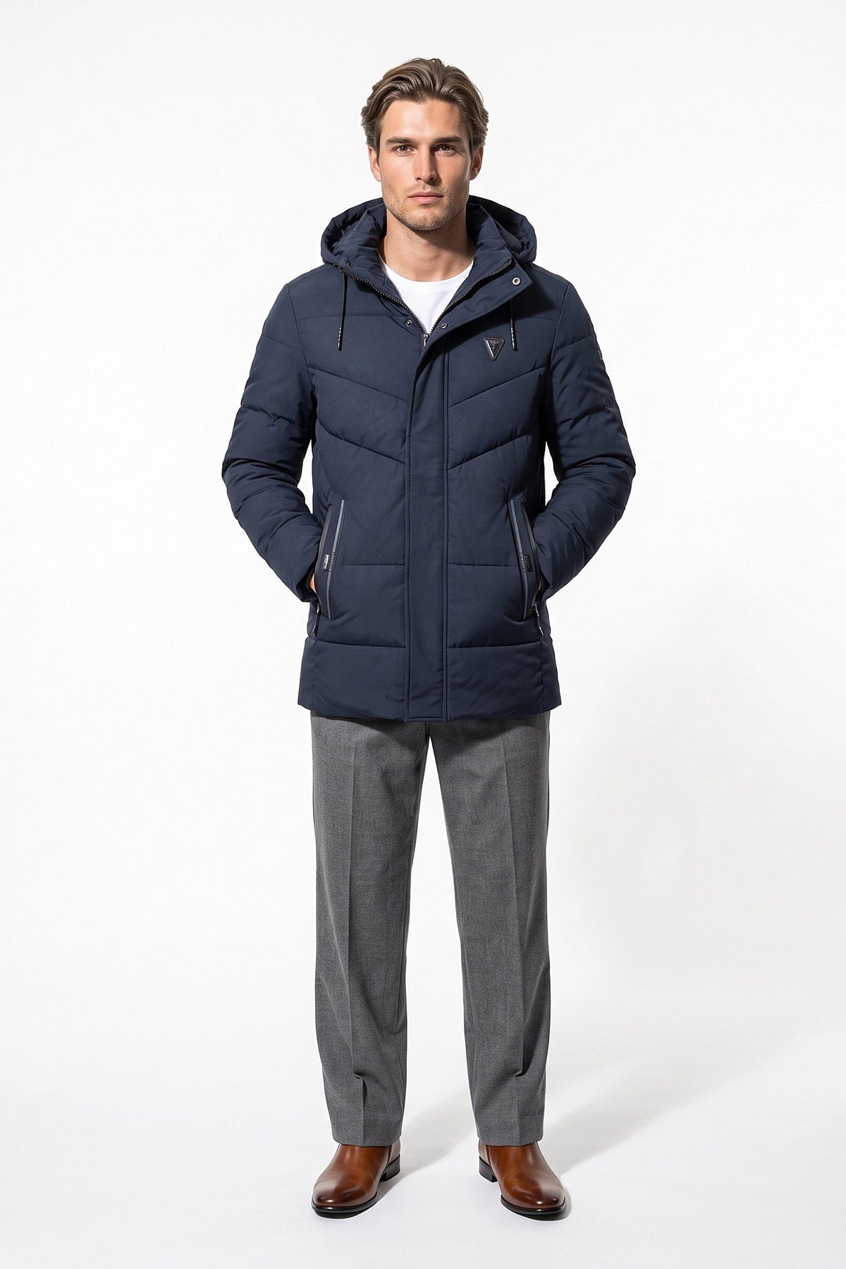 Men's Hooded Longline Puffer Coat