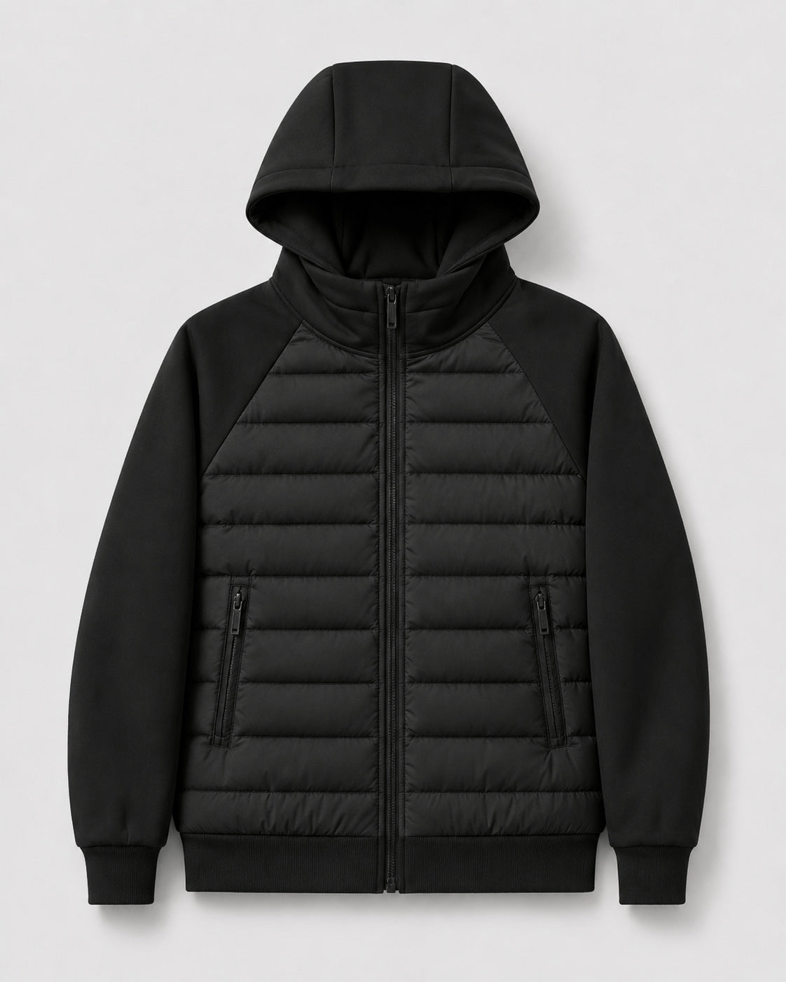 Men's Hooded Quarter Zip Quilted Jacket