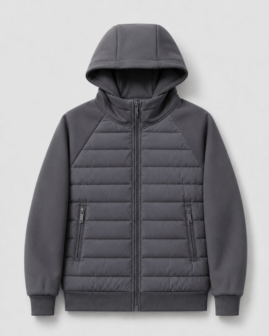 Men's Hooded Quarter Zip Quilted Jacket