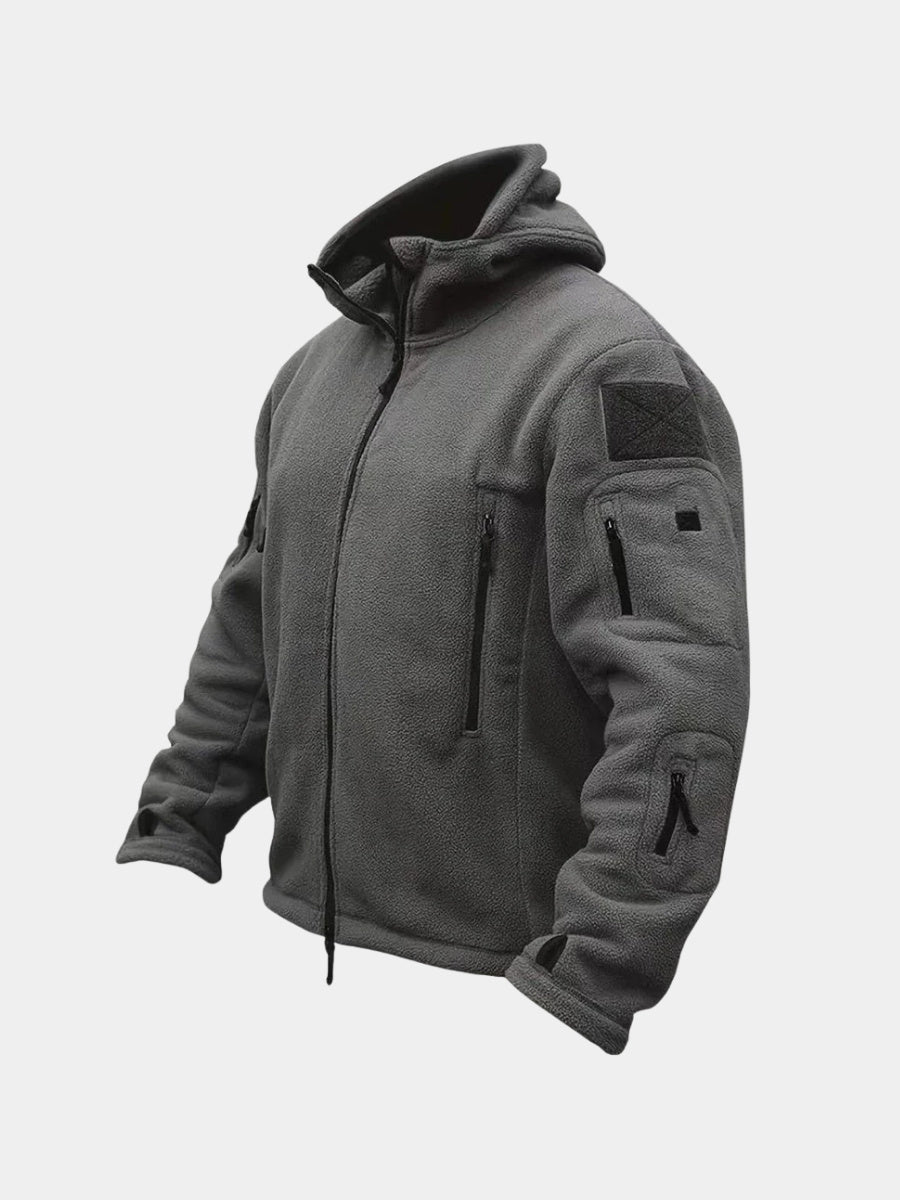 Men's Hooded Tactical Fleece Zip-Up Jacket