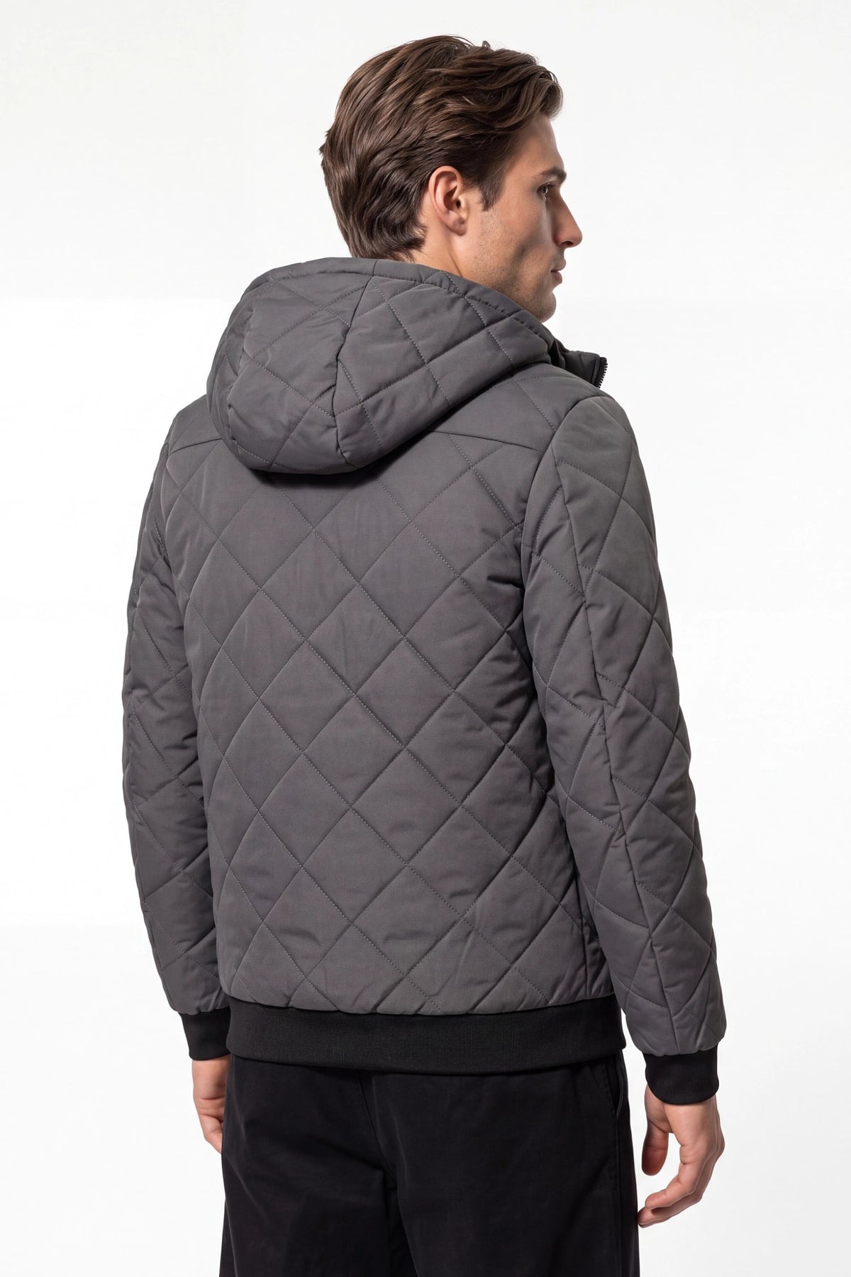 Men's Hooded Zip-Up Quilted Jacket