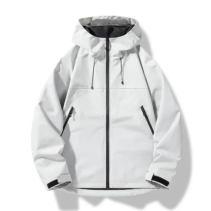 Men's Hooded Zip-Up Windproof Raincoat