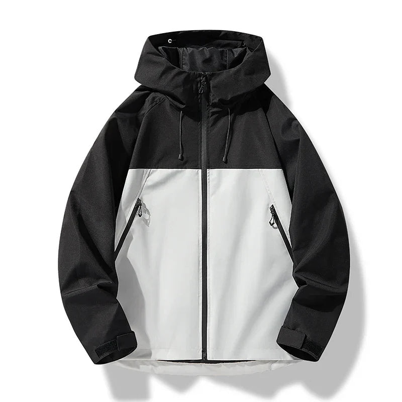 Men's Hooded Zip-Up Windproof Raincoat