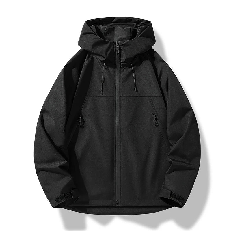Men's Hooded Zip-Up Windproof Raincoat