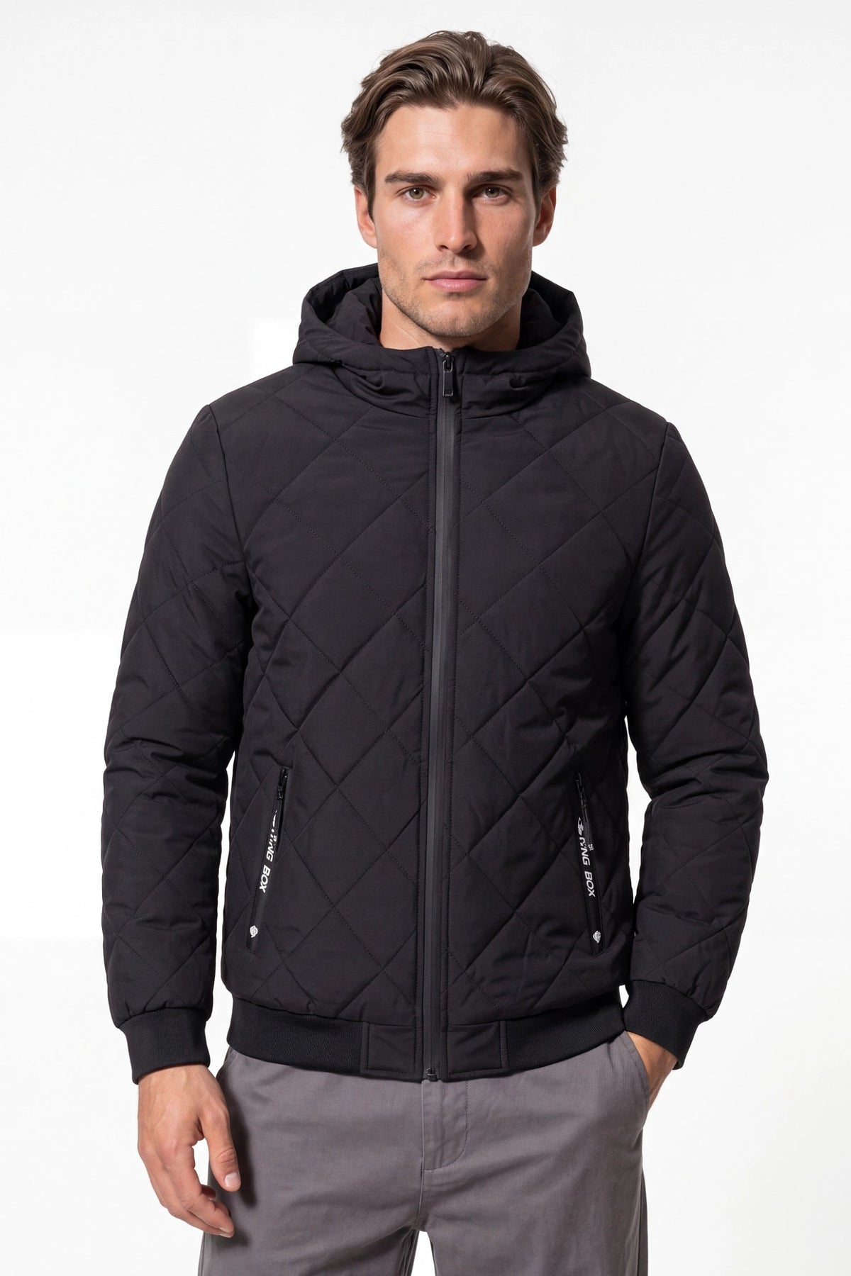 Men's Hooded Zip-Up Winter Quilted Jacket