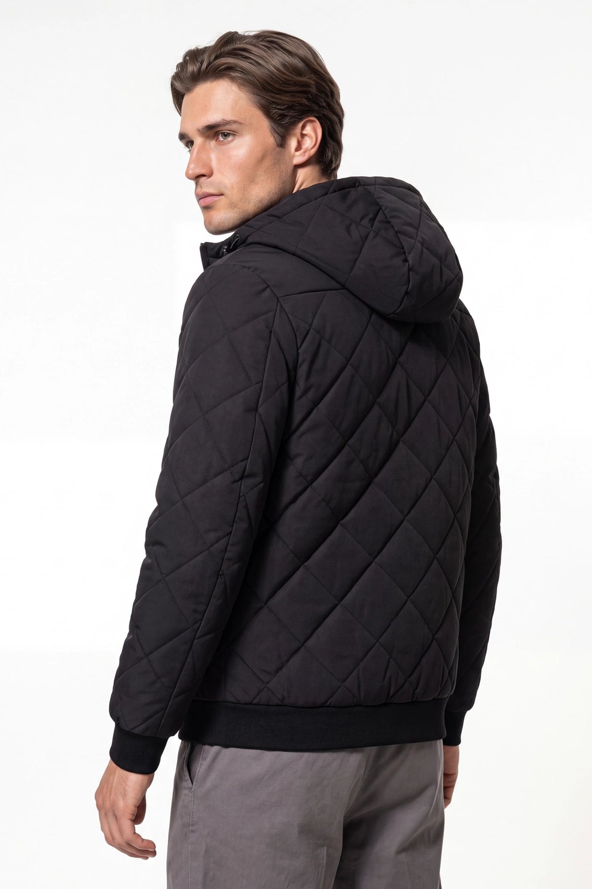 Men's Hooded Zip-Up Winter Quilted Jacket