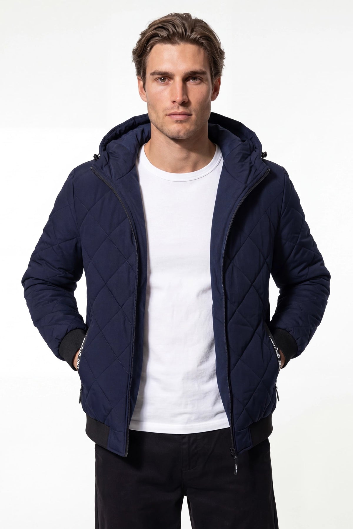 Men's Hooded Zip-Up Winter Warm Quilted Jacket