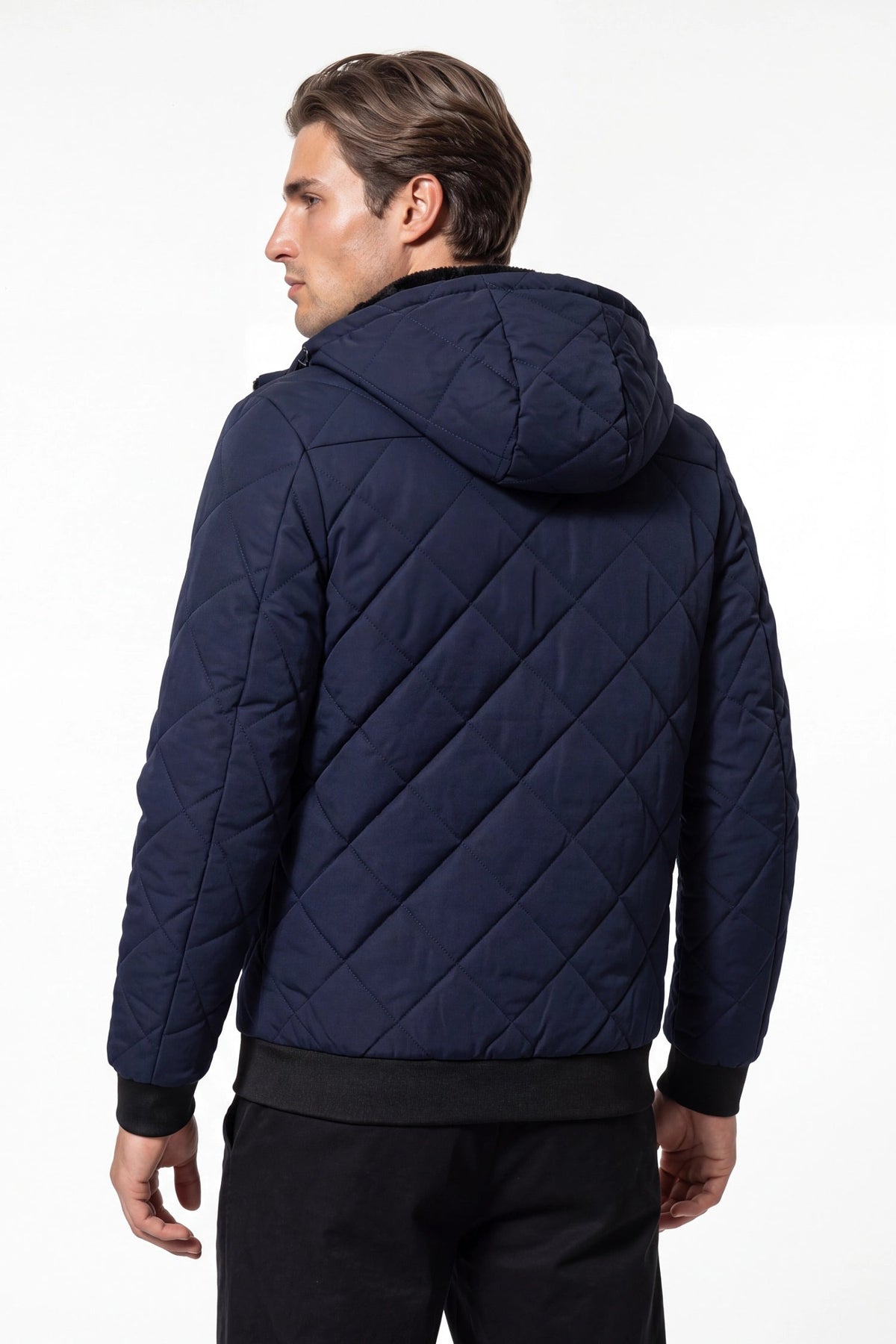 Men's Hooded Zip-Up Winter Warm Quilted Jacket