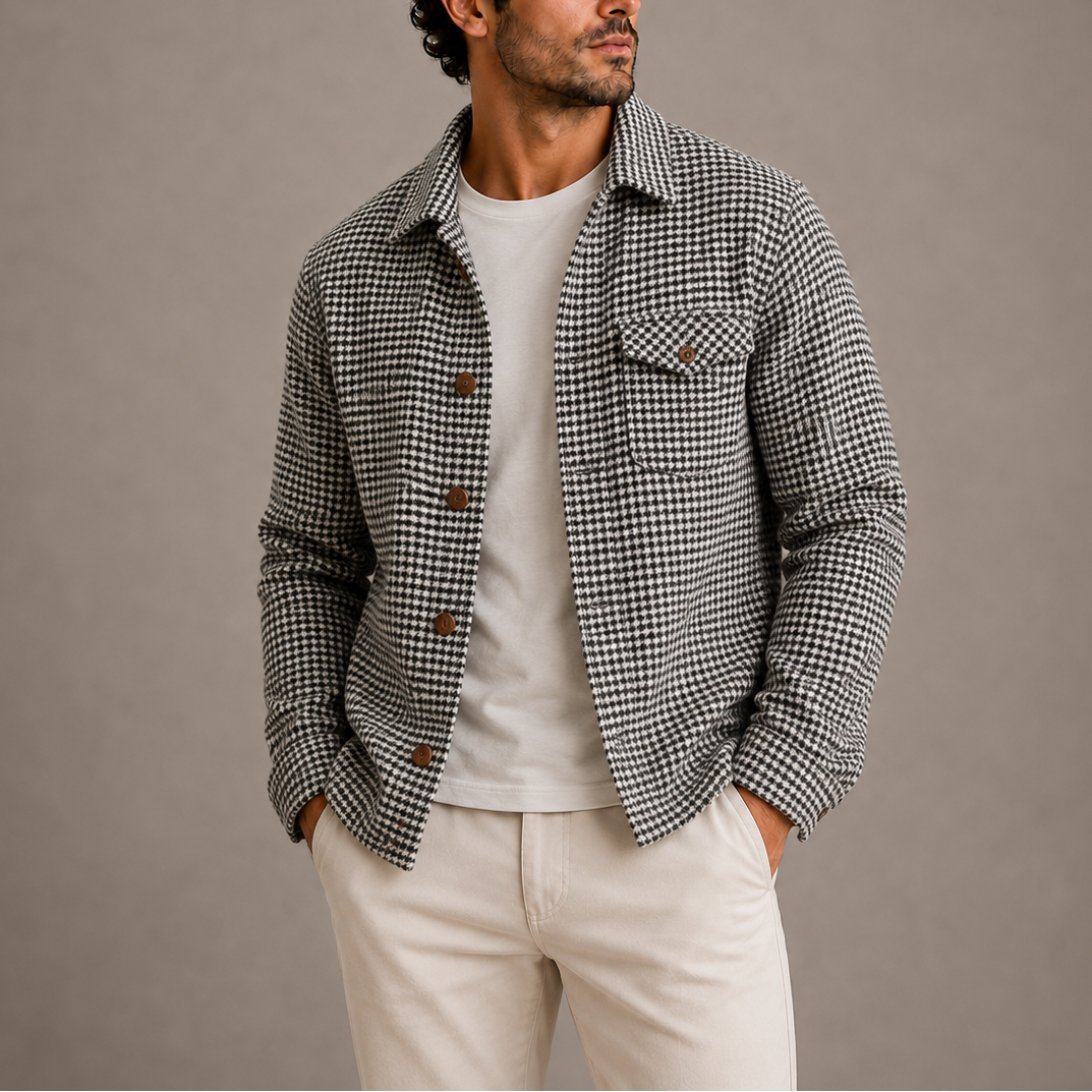 Men's Houndstooth Shirt Jacket