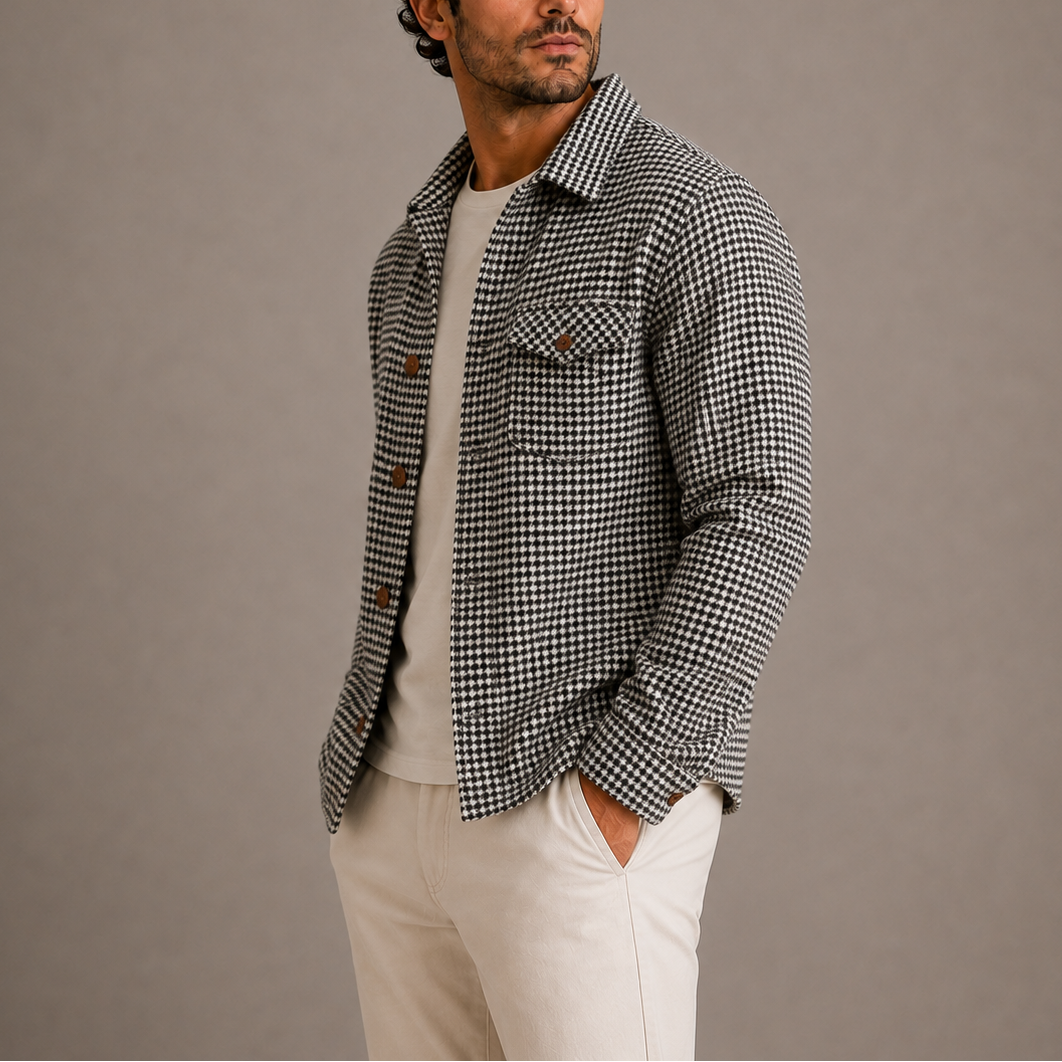 Men's Houndstooth Shirt Jacket