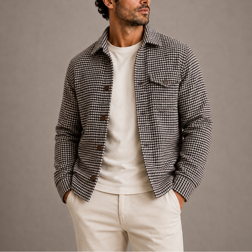 Men's Houndstooth Shirt Jacket