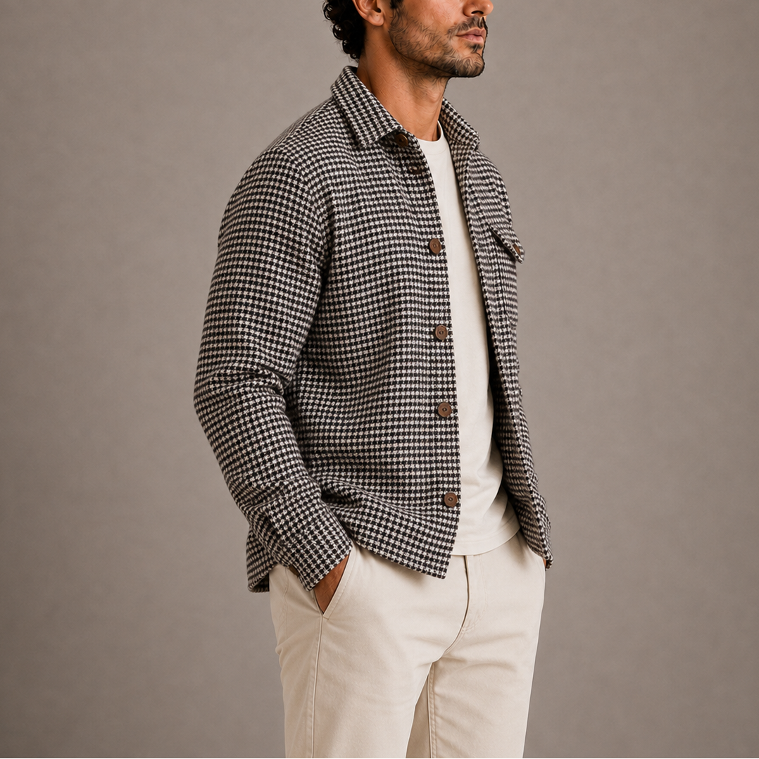 Men's Houndstooth Shirt Jacket