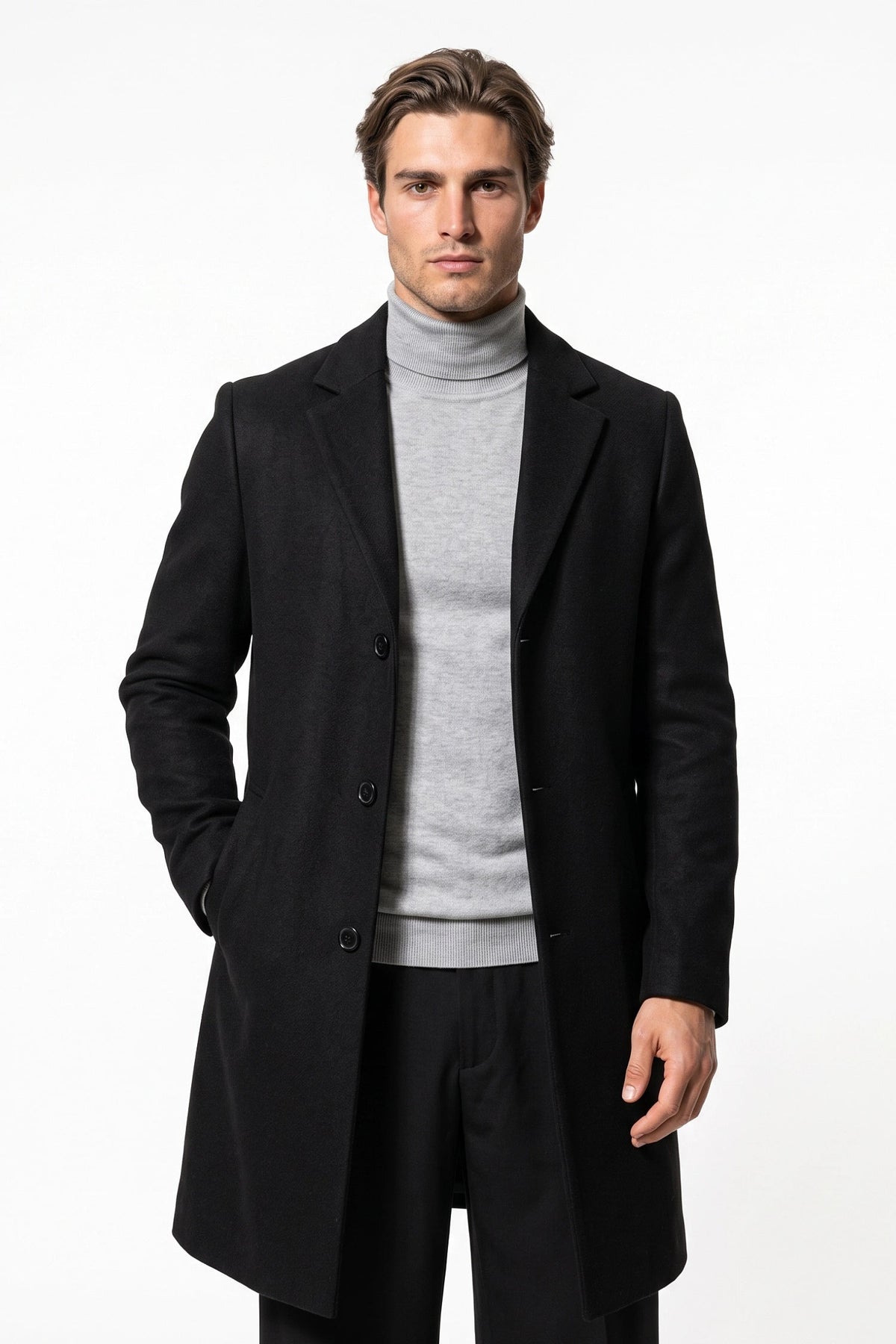 Men's Longline Single Breasted Overcoat