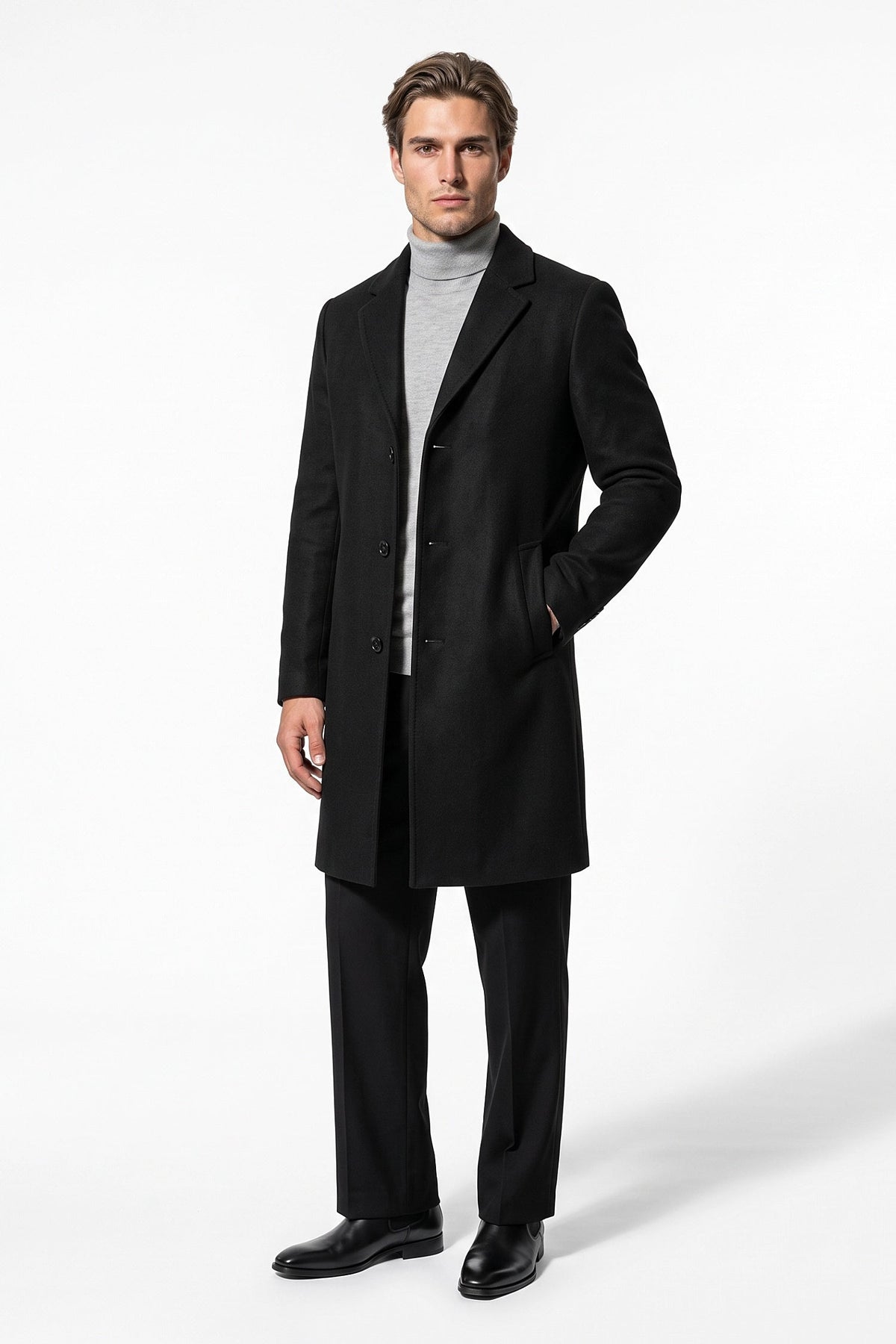 Men's Longline Single Breasted Overcoat