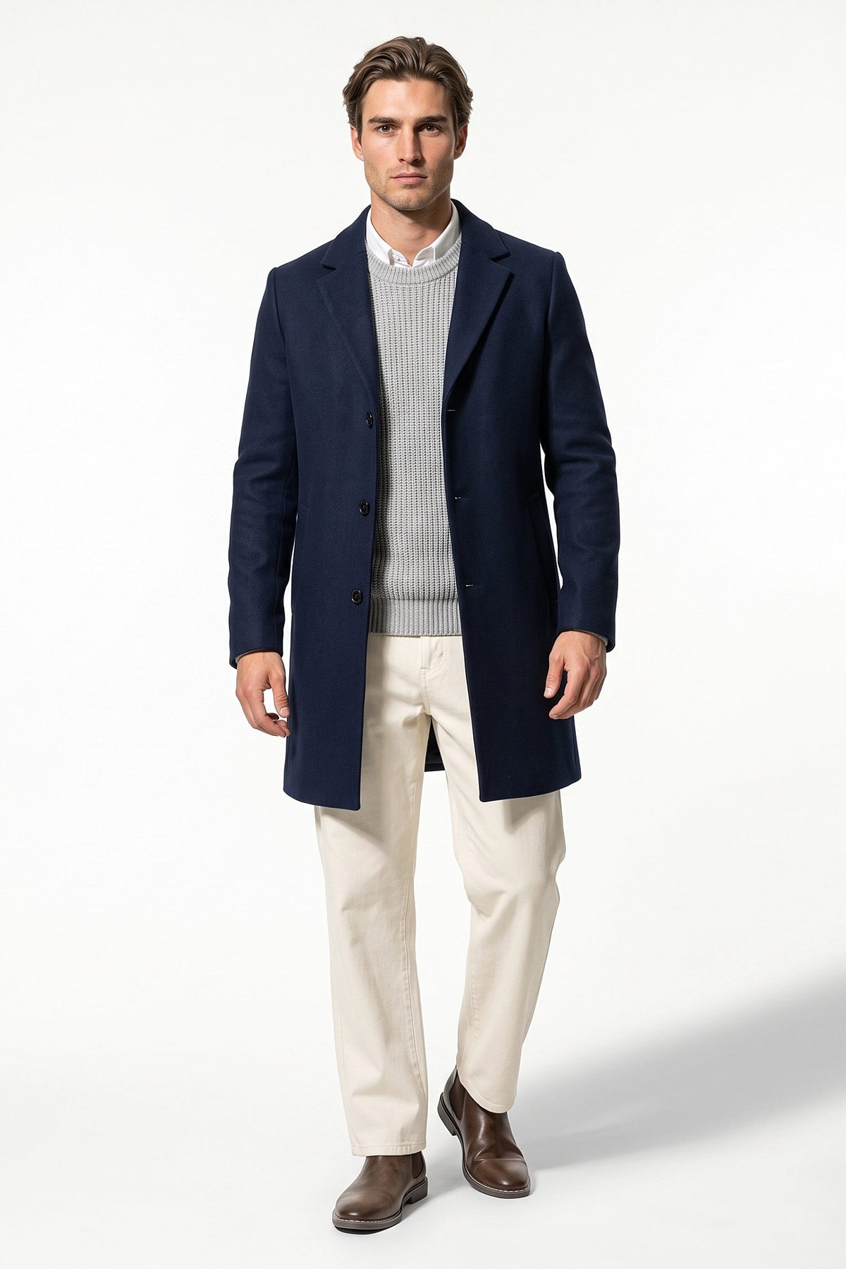 Men's Longline Single Breasted Overcoat