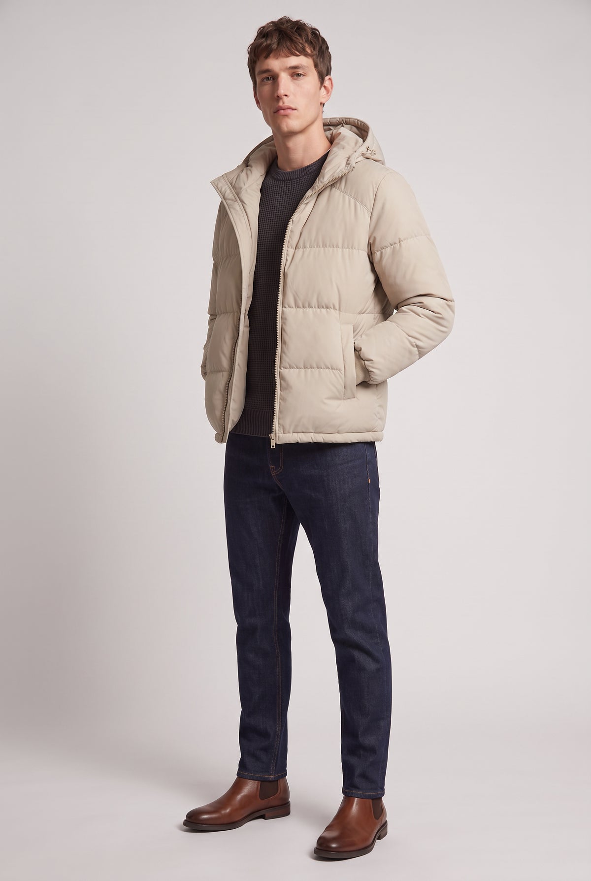 Men's Loose Relaxed Hooded Puffer Jacket