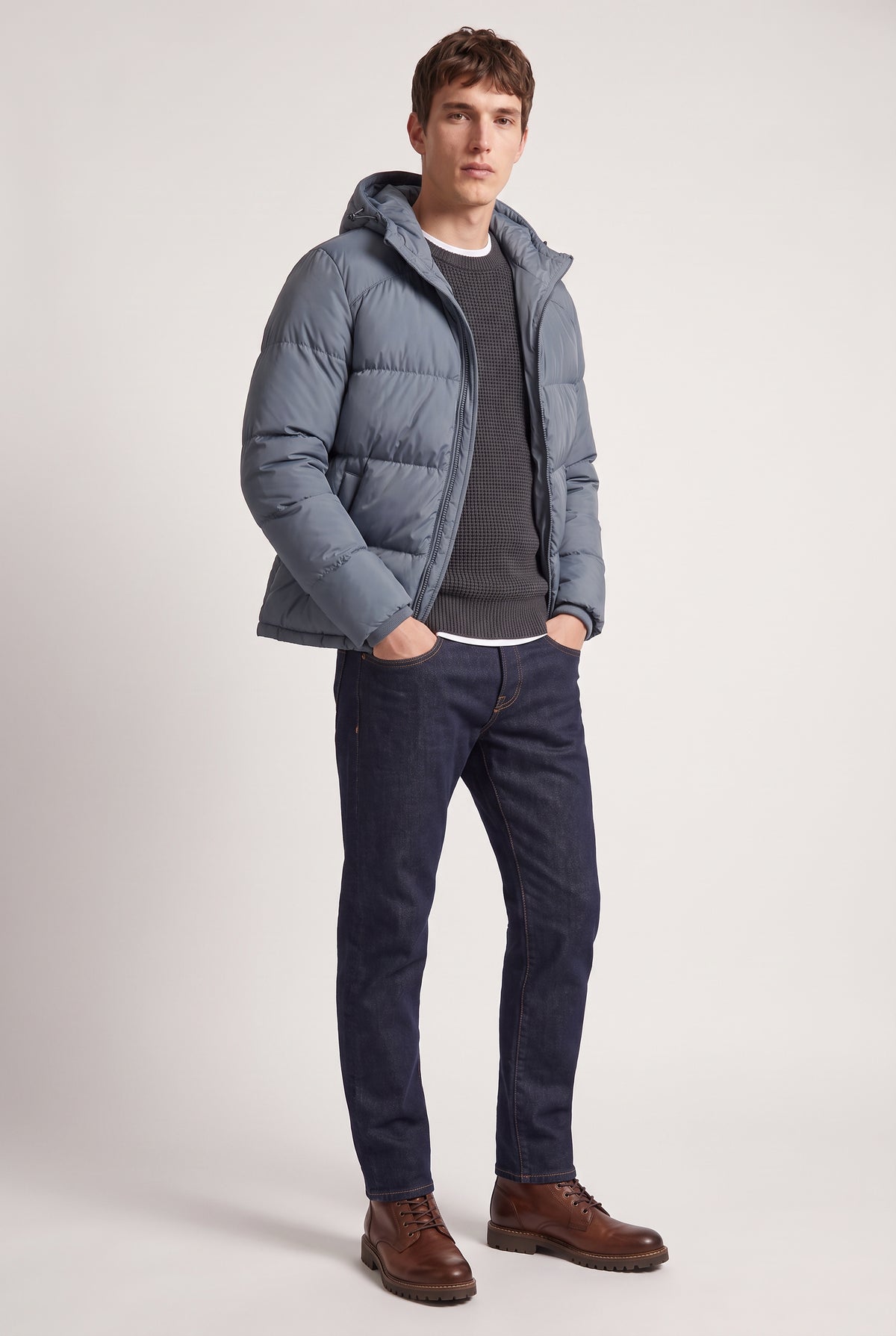 Men's Loose Relaxed Hooded Puffer Jacket