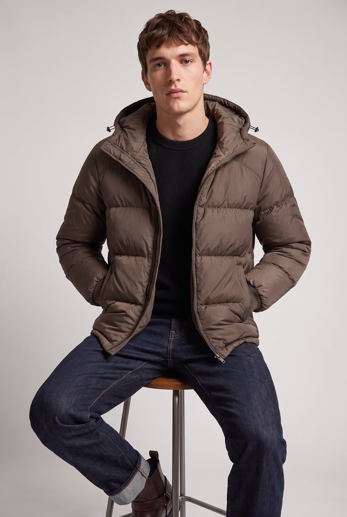 Men's Loose Relaxed Hooded Puffer Jacket