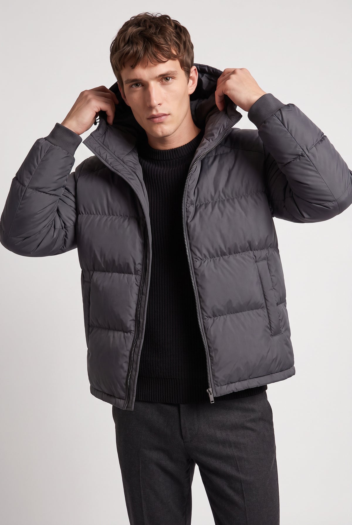 Men's Loose Relaxed Hooded Puffer Jacket