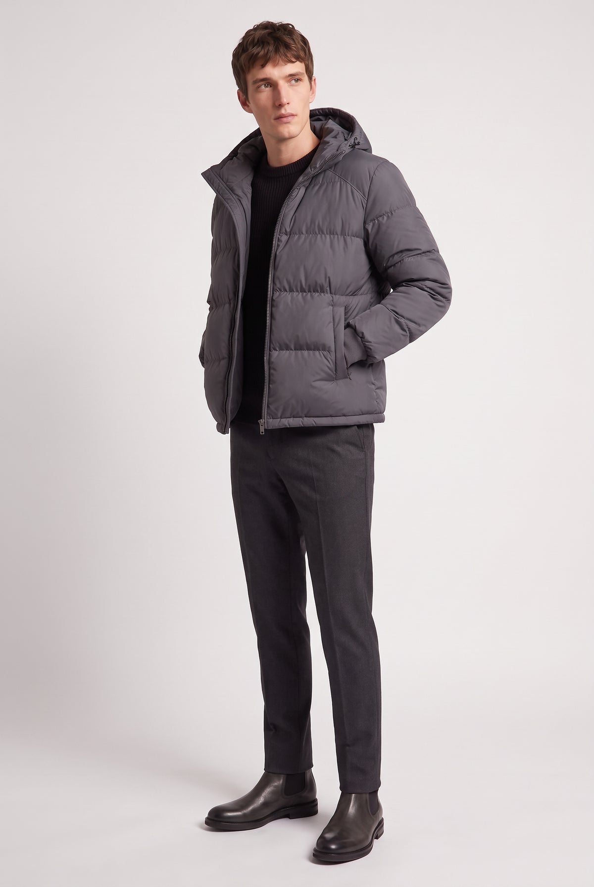 Men's Loose Relaxed Hooded Puffer Jacket