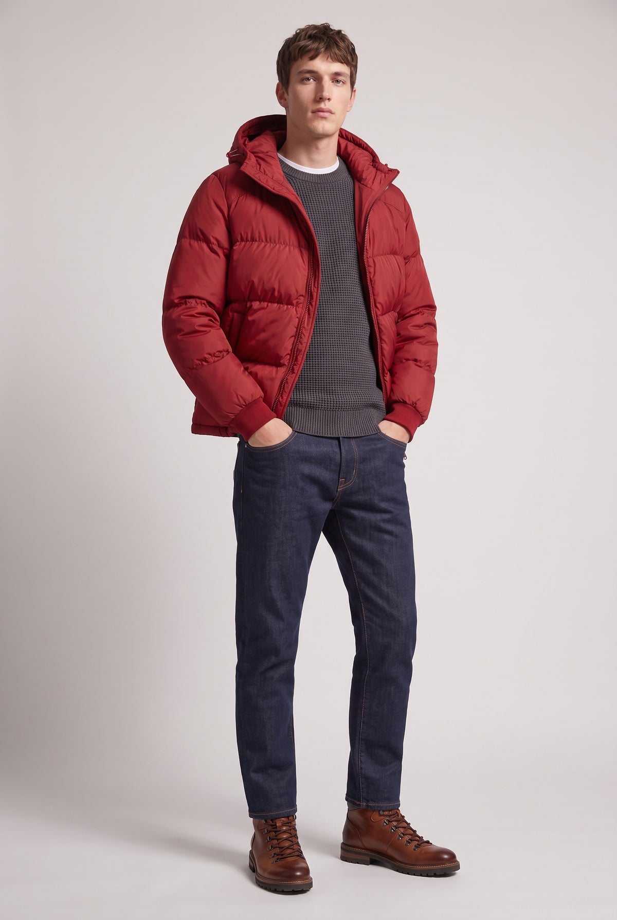 Men's Loose Relaxed Hooded Puffer Jacket