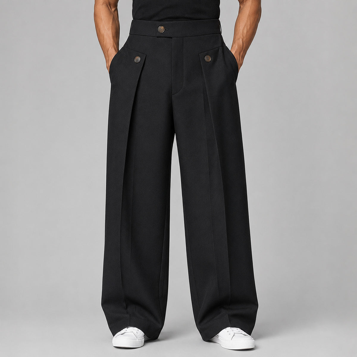 Men's Pleated Wide Leg Trousers