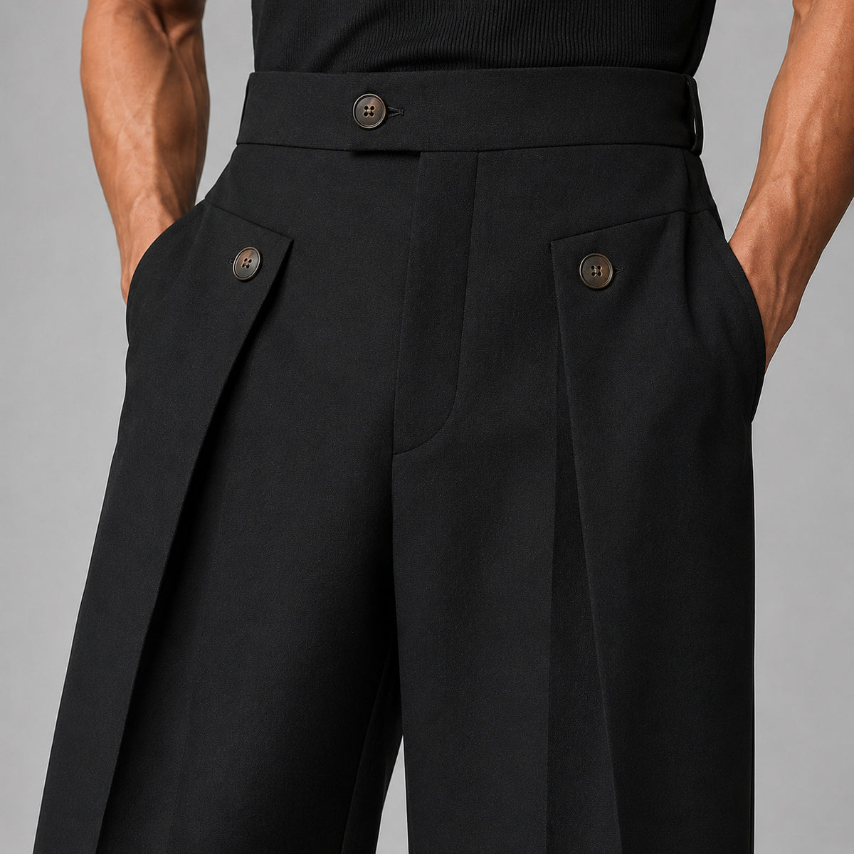 Men's Pleated Wide Leg Trousers