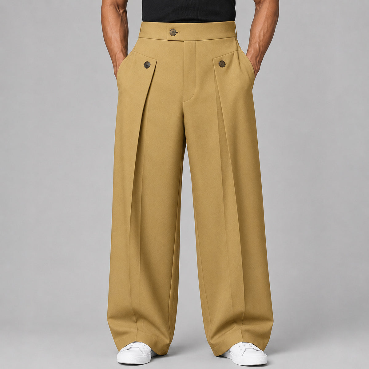 Men's Pleated Wide Leg Trousers