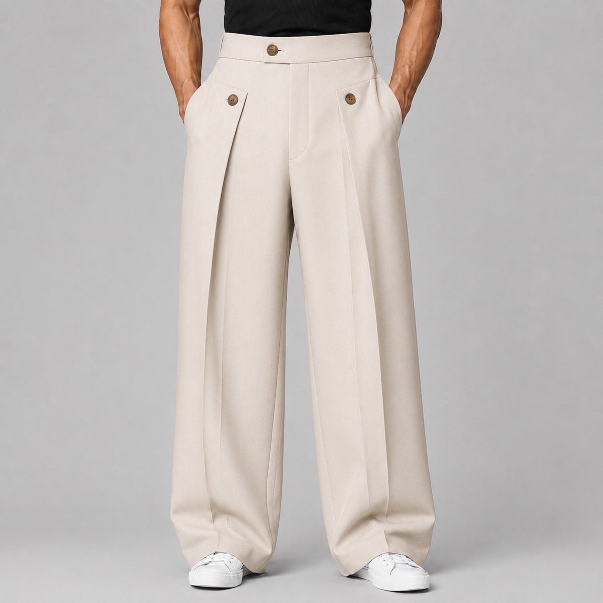 Men's Pleated Wide Leg Trousers