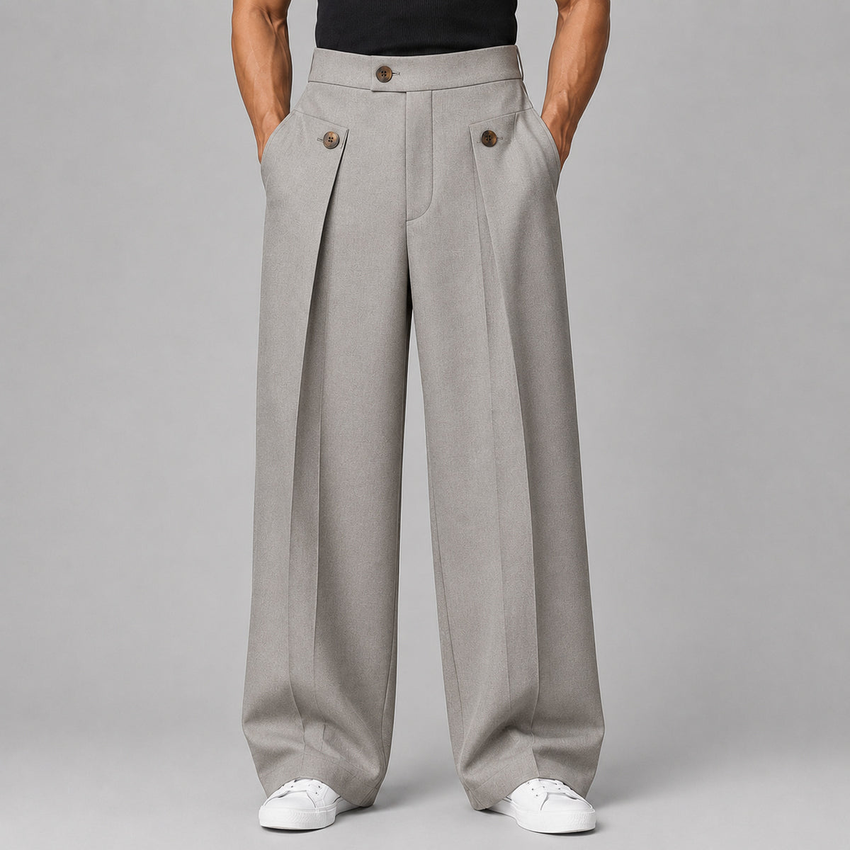 Men's Pleated Wide Leg Trousers