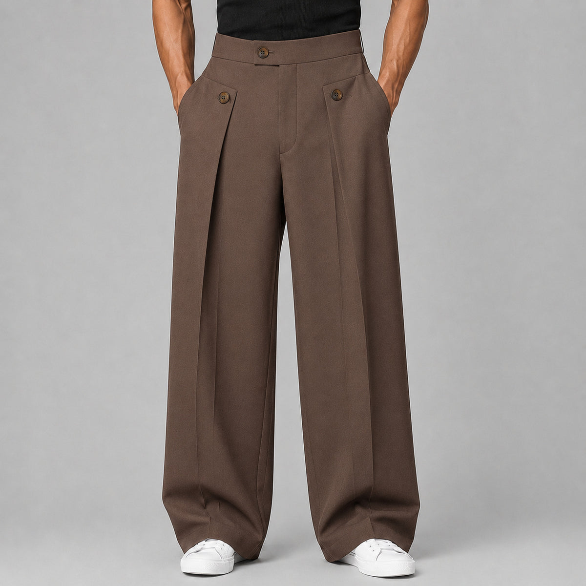 Men's Pleated Wide Leg Trousers