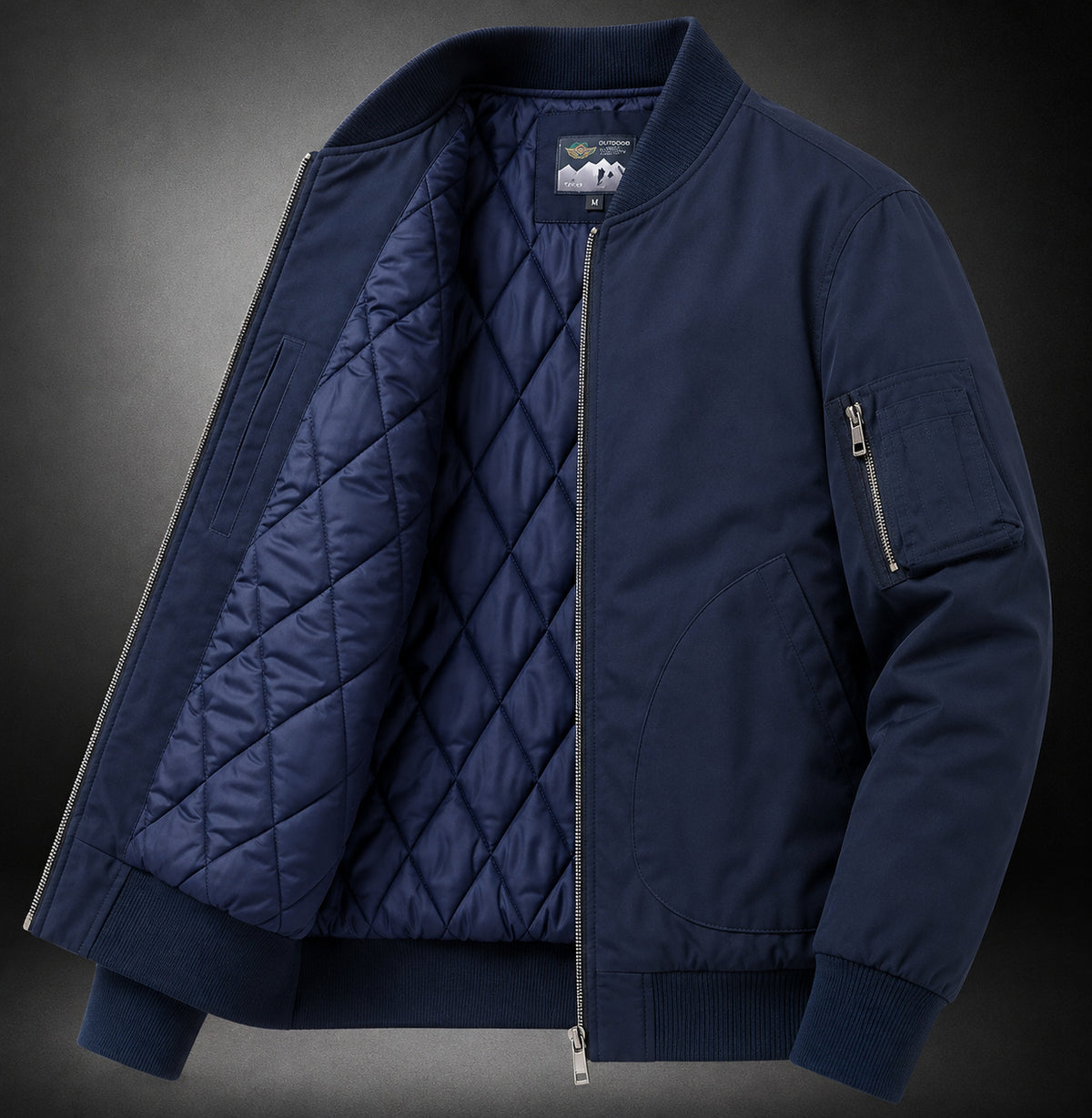 Men's Relaxed Collared Bomber Jacket