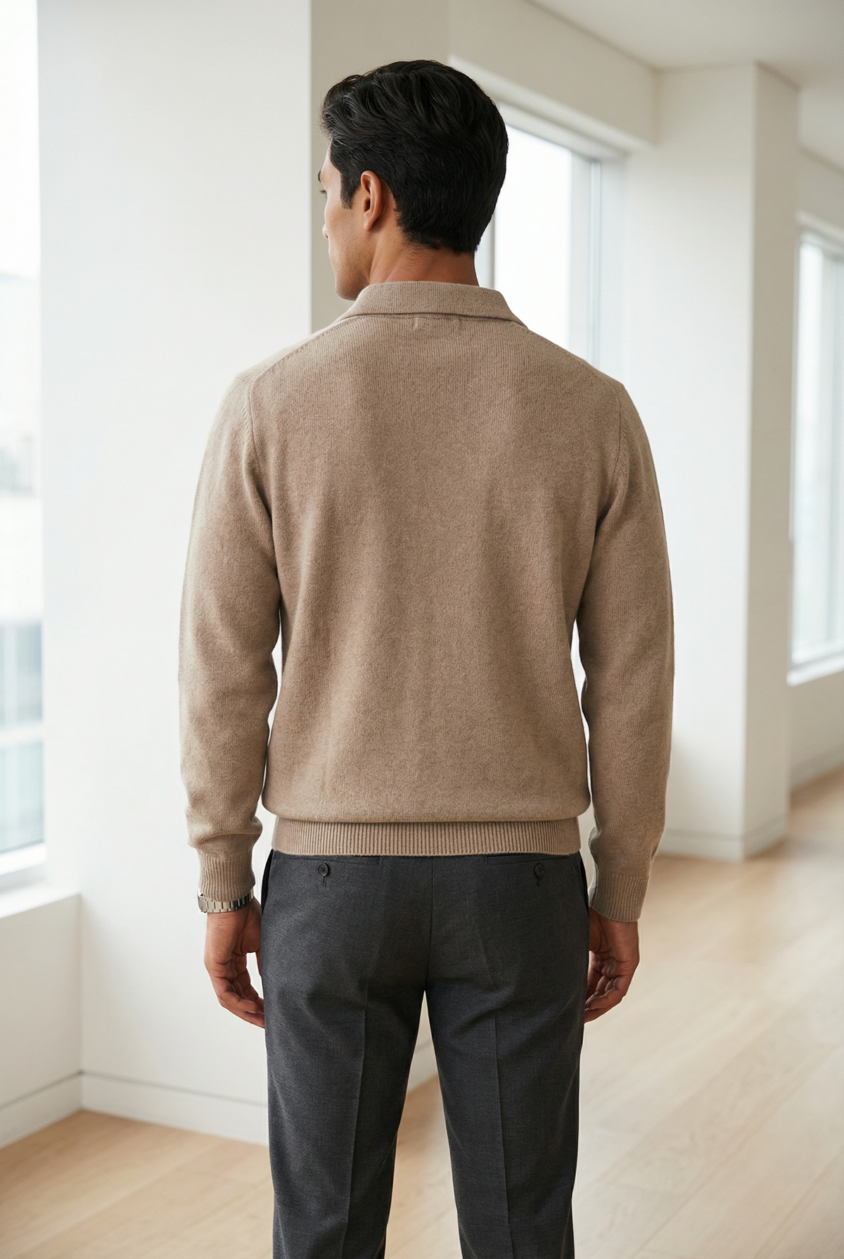 Men's Relaxed Collared Polo Jumper