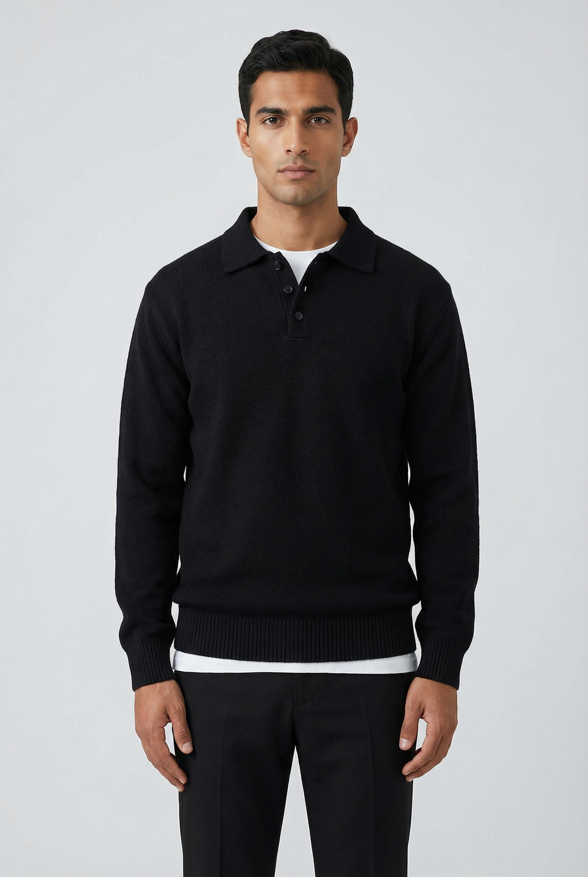 Men's Relaxed Collared Polo Jumper