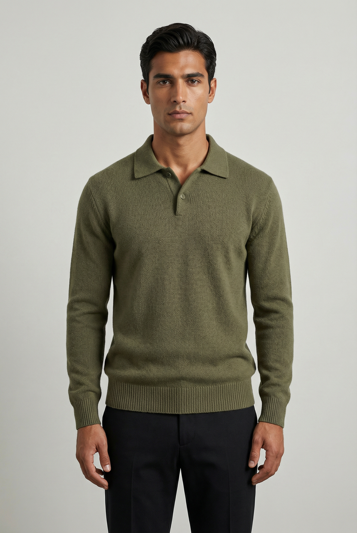 Men's Relaxed Collared Polo Jumper