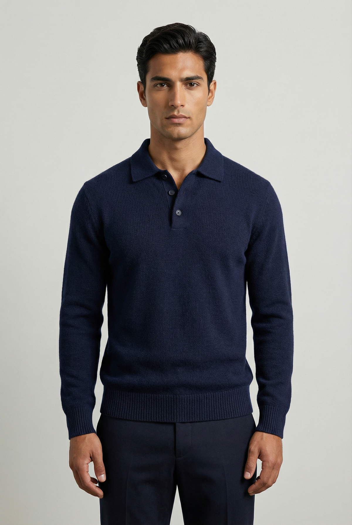 Men's Relaxed Collared Polo Jumper
