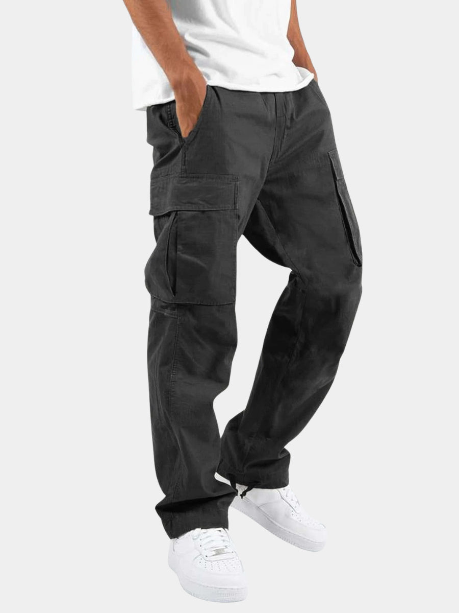 Men's Relaxed Drawstring Cotton Cargo Trousers