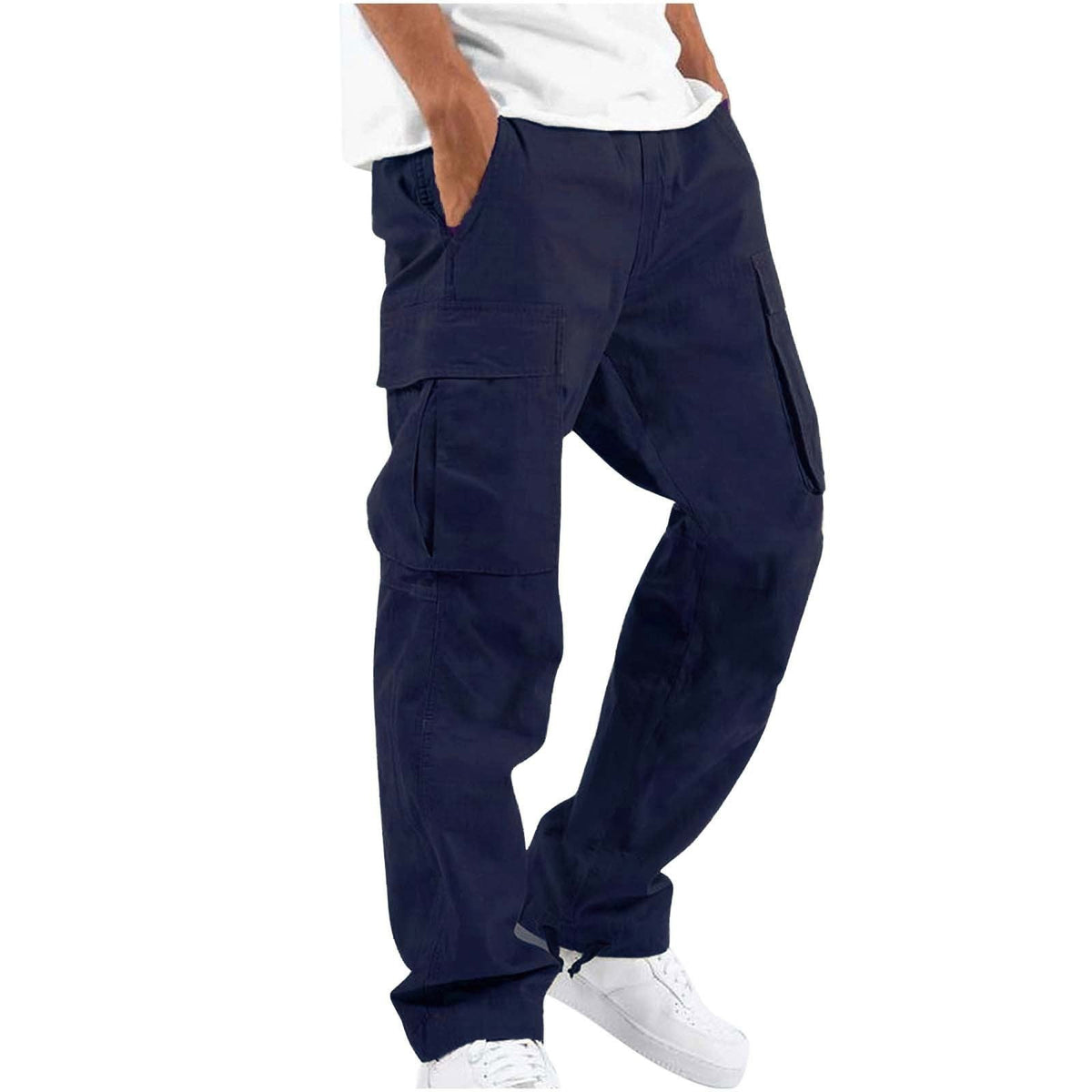 Men's Relaxed Drawstring Cotton Cargo Trousers