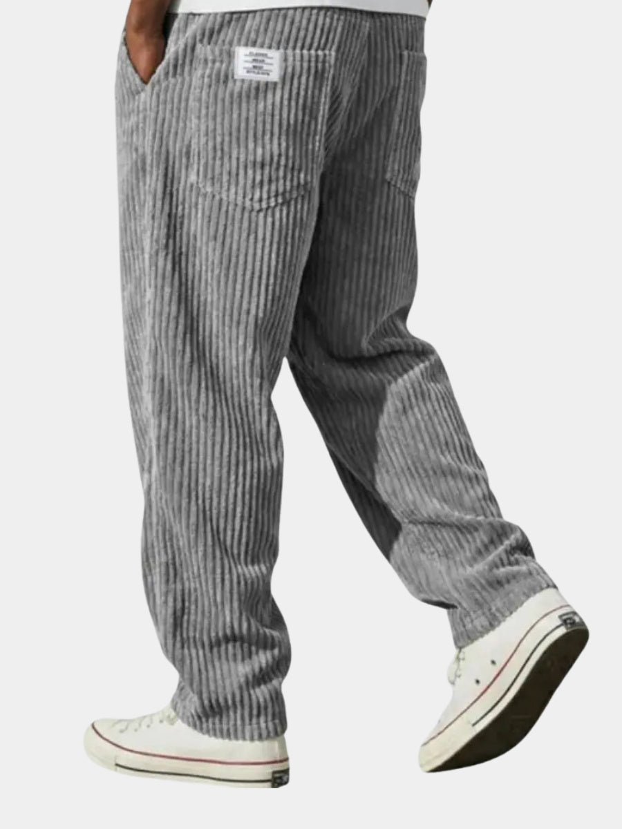 Men's Relaxed Drawstring Wide Leg Cord Trousers
