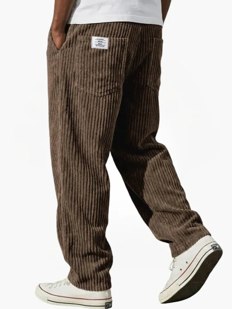 Men's Relaxed Drawstring Wide Leg Cord Trousers