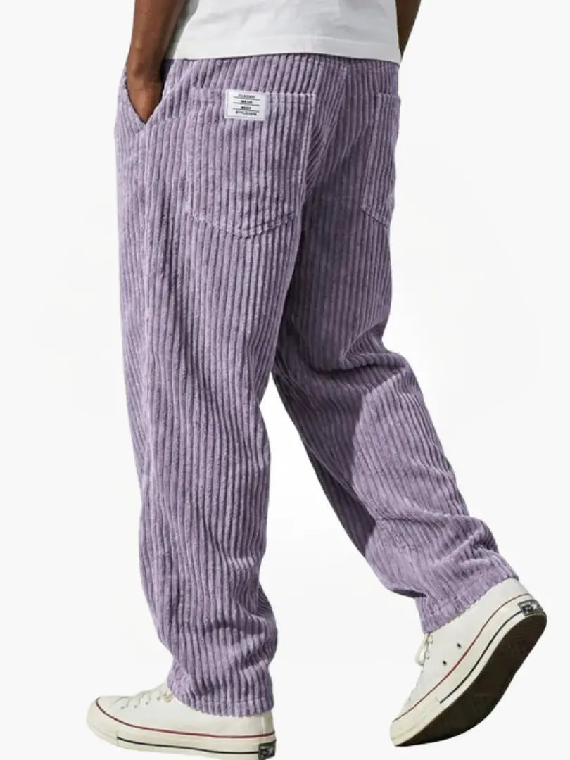 Men's Relaxed Drawstring Wide Leg Cord Trousers