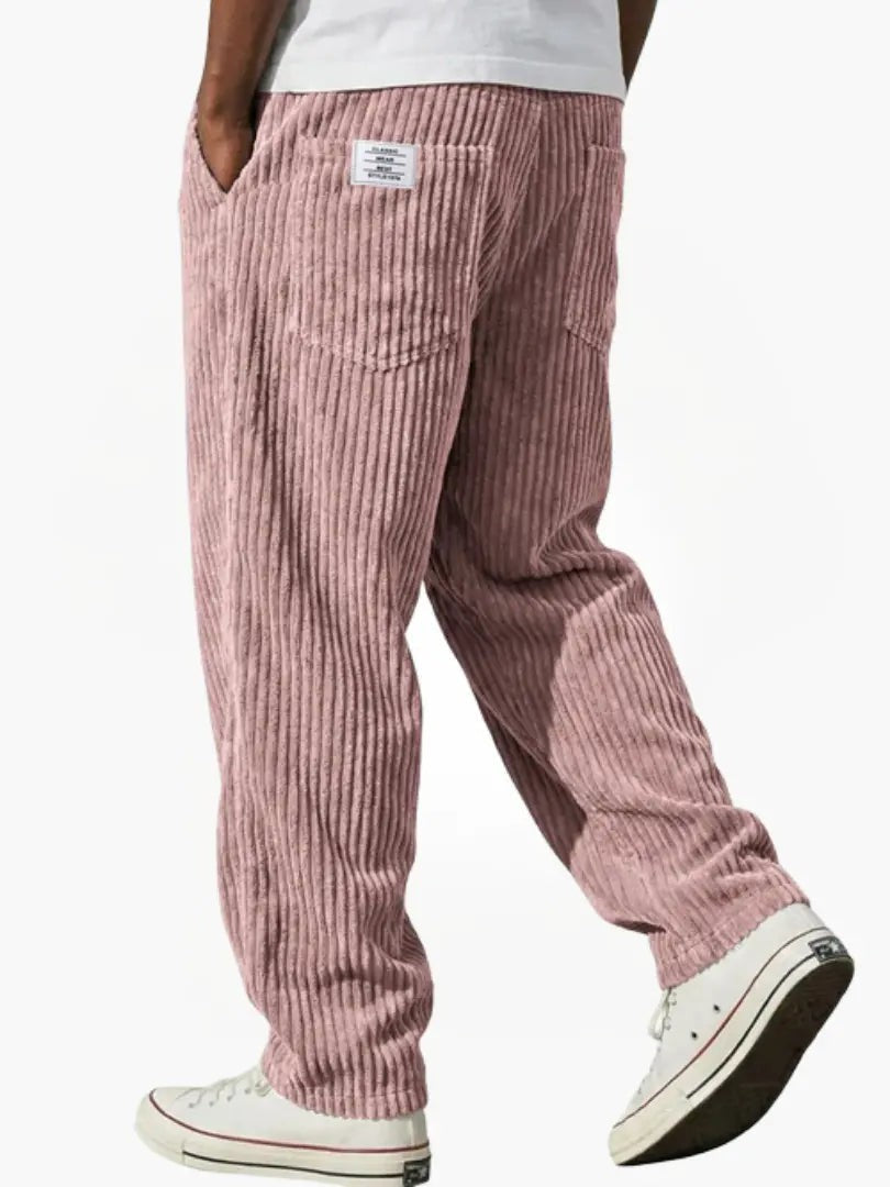 Men's Relaxed Drawstring Wide Leg Cord Trousers